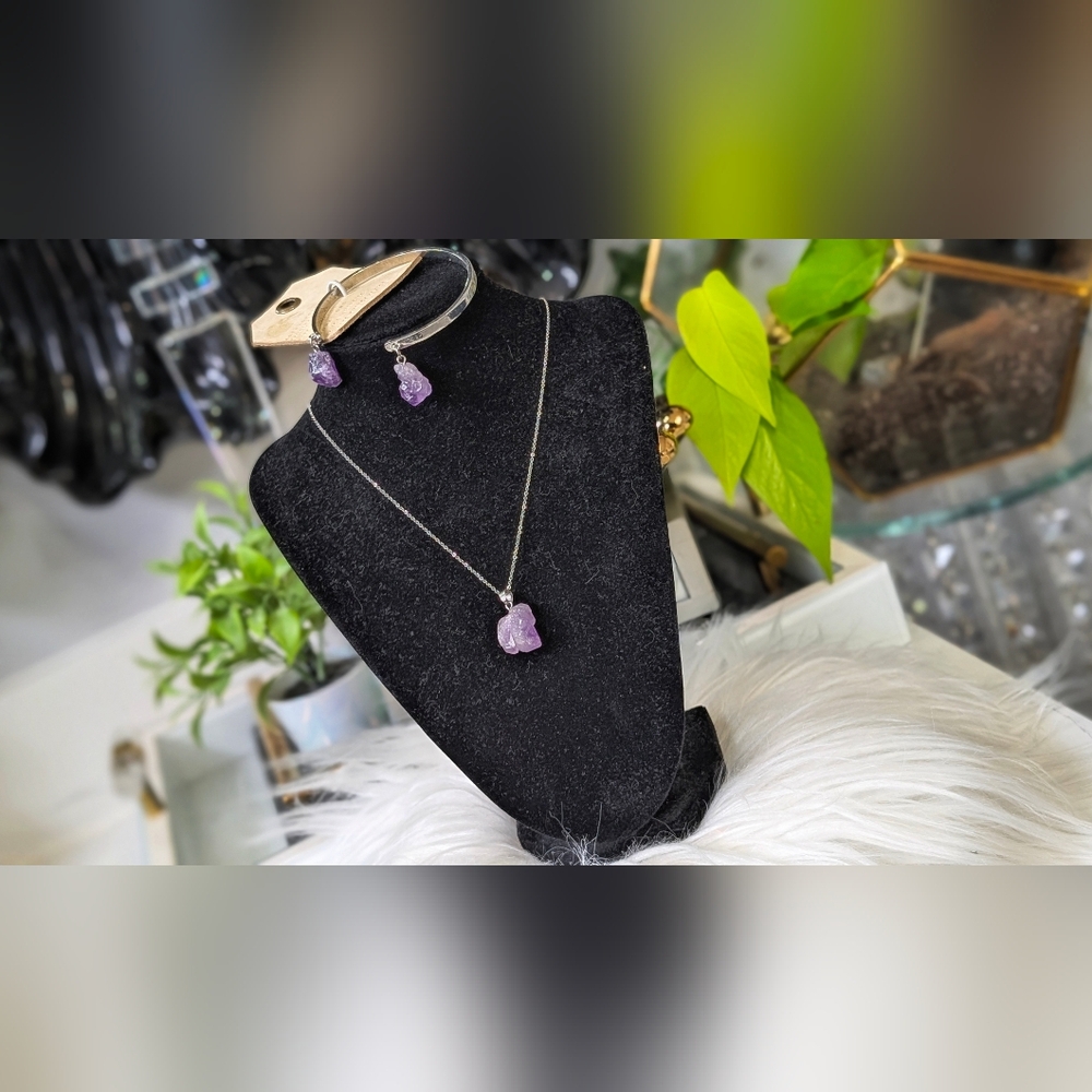 Amethyst Crystal Necklace & Bracelet Set